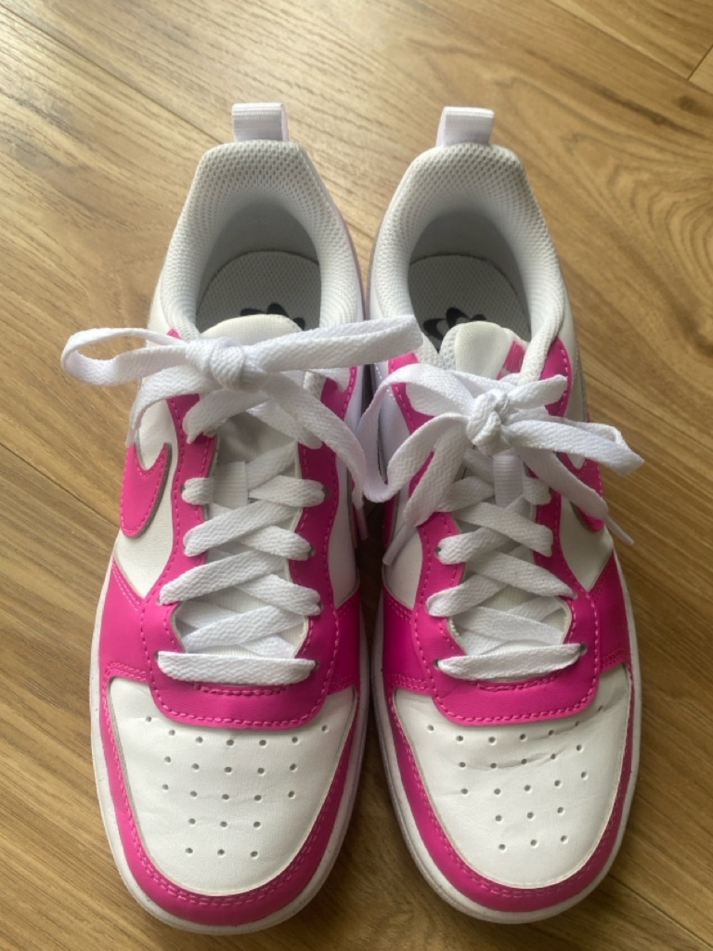 Nike Kids White and Hot Pink Sneakers